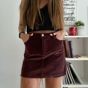 Boutique Corduroy Frayed Skirt